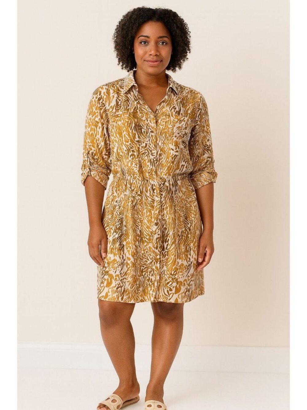 Robert Graham Silk Shirt Dress Animal Print Size 8